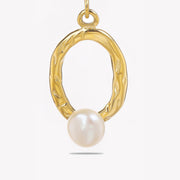 Sphere&Style Golden Textured Dropping Pearl Earring