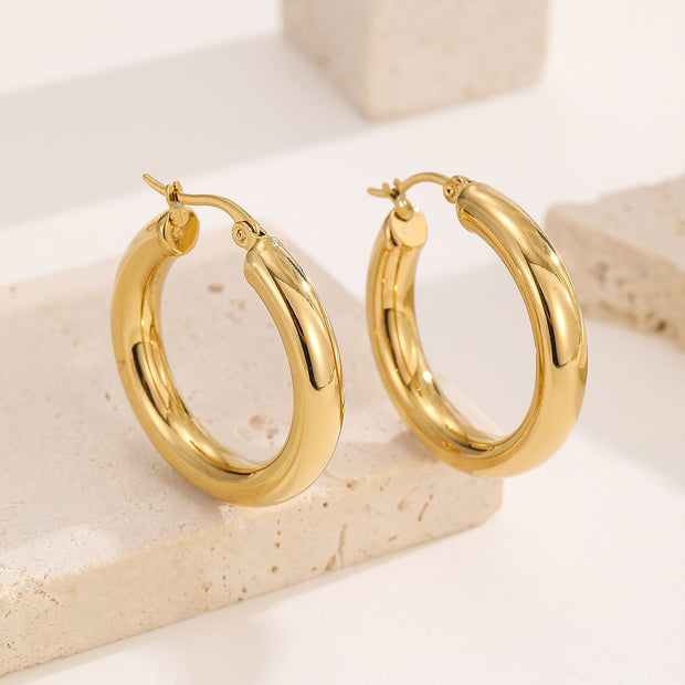 Sphere&Style 18K Gold Plated Golden & Silver Round Hoops