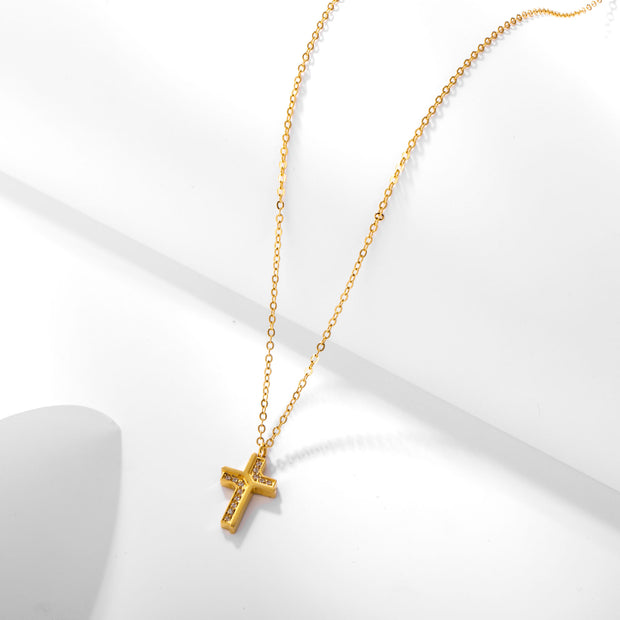 Sphere&Style Diamond Cross Pendant Necklace