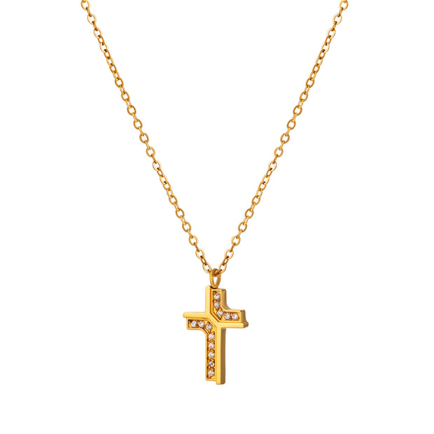 Sphere&Style Diamond Cross Pendant Necklace