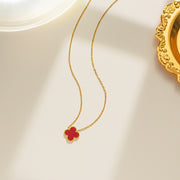 Stylish Clover Leaf Pendant Necklace Stainless Steel 18k Gold Plated