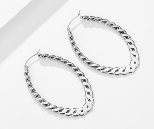 Sphere&Style Braided Oval Hoops Earrings
