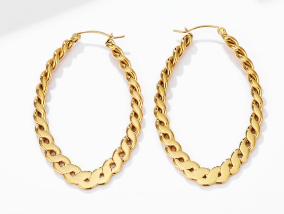 Sphere&Style Braided Oval Hoops Earrings