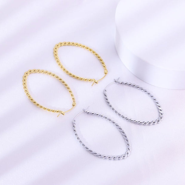 Sphere&Style Braided Oval Hoops Earrings