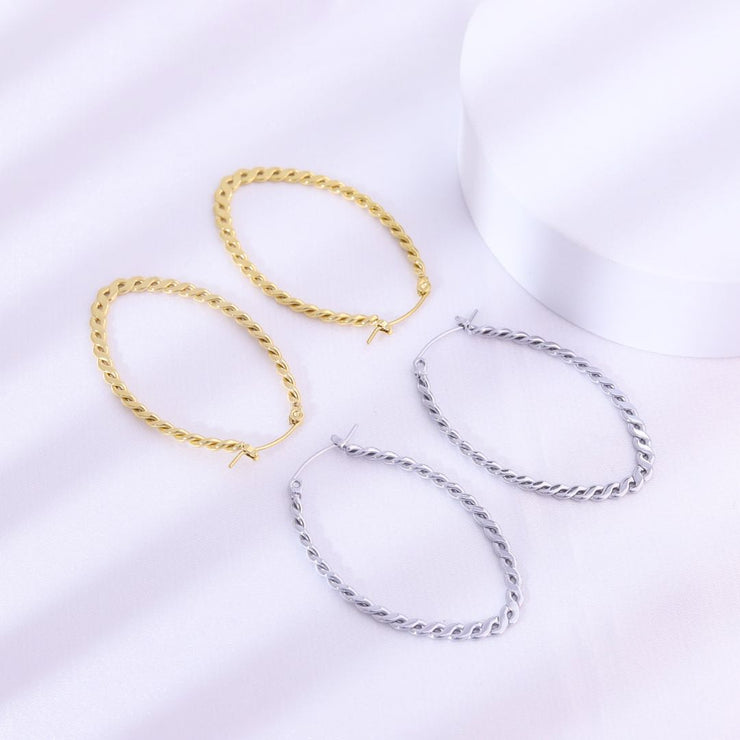 Sphere&Style Braided Oval Hoops Earrings