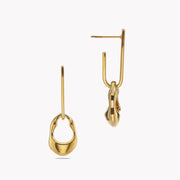 Linked Golden Curved Oval Hoops