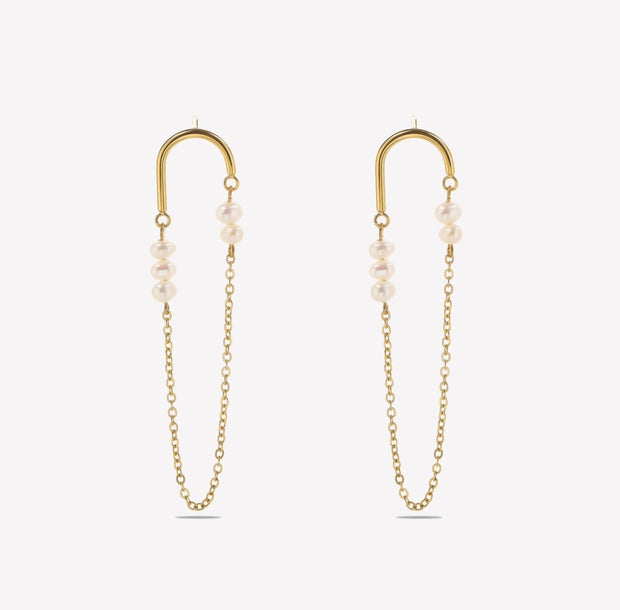 Sphere&Style Pearly Chain Hoops Earrings