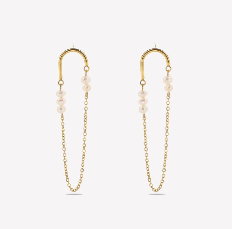Sphere&Style Pearly Chain Hoops Earrings