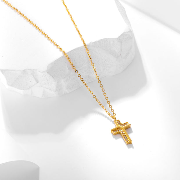 Sphere&Style Diamond Cross Pendant Necklace