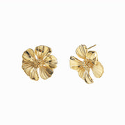 Sphere&Style Golden Textured Floral Studs Earrings