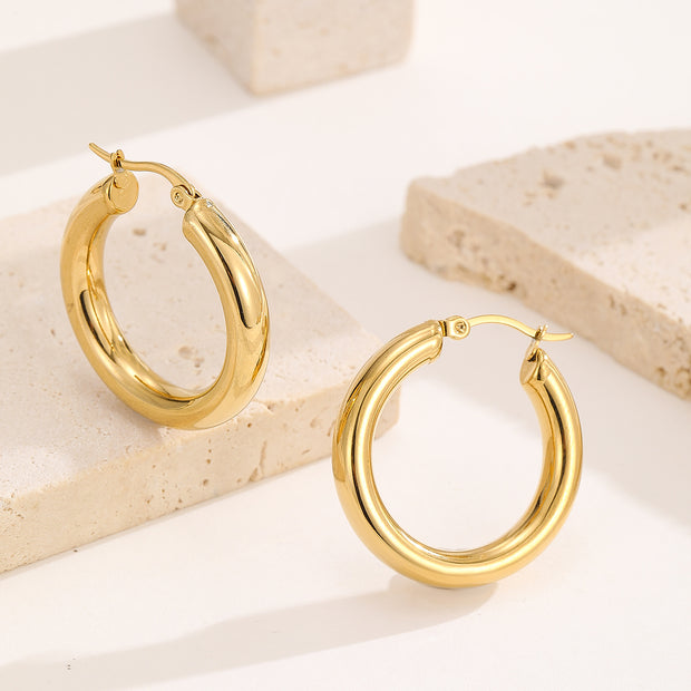 Sphere&Style 18K Gold Plated Golden & Silver Round Hoops