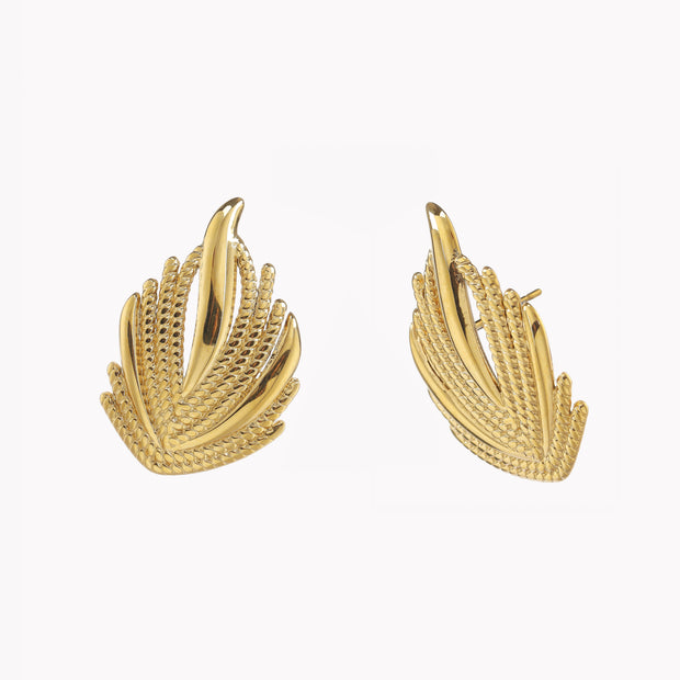 Sphere&Style Sculpted Leaf Stud Earrings