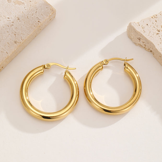 Sphere&Style 18K Gold Plated Golden & Silver Round Hoops