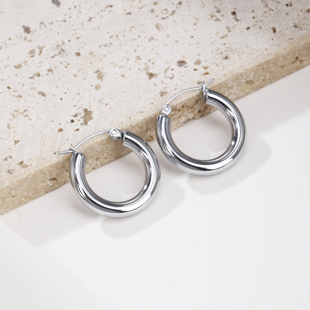 Sphere&Style 18K Gold Plated Golden & Silver Round Hoops