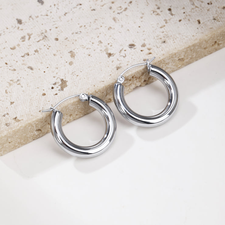 Sphere&Style 18K Gold Plated Golden & Silver Round Hoops