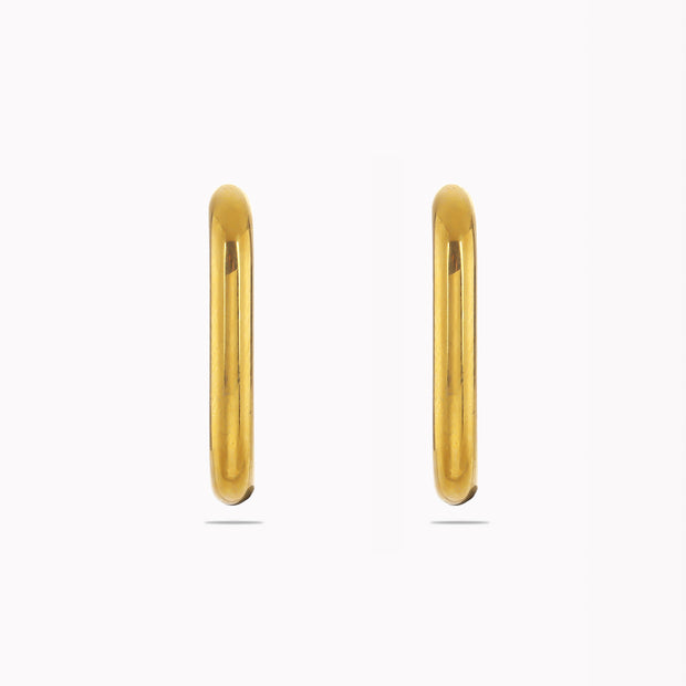Thick Golden Hoops Open Rectangular Shape