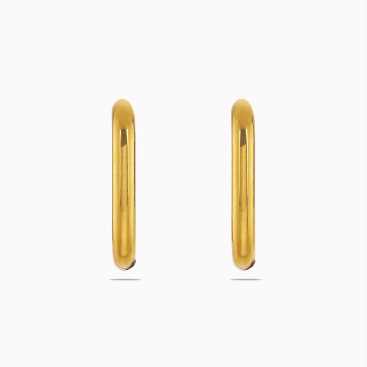 Thick Golden Hoops Open Rectangular Shape