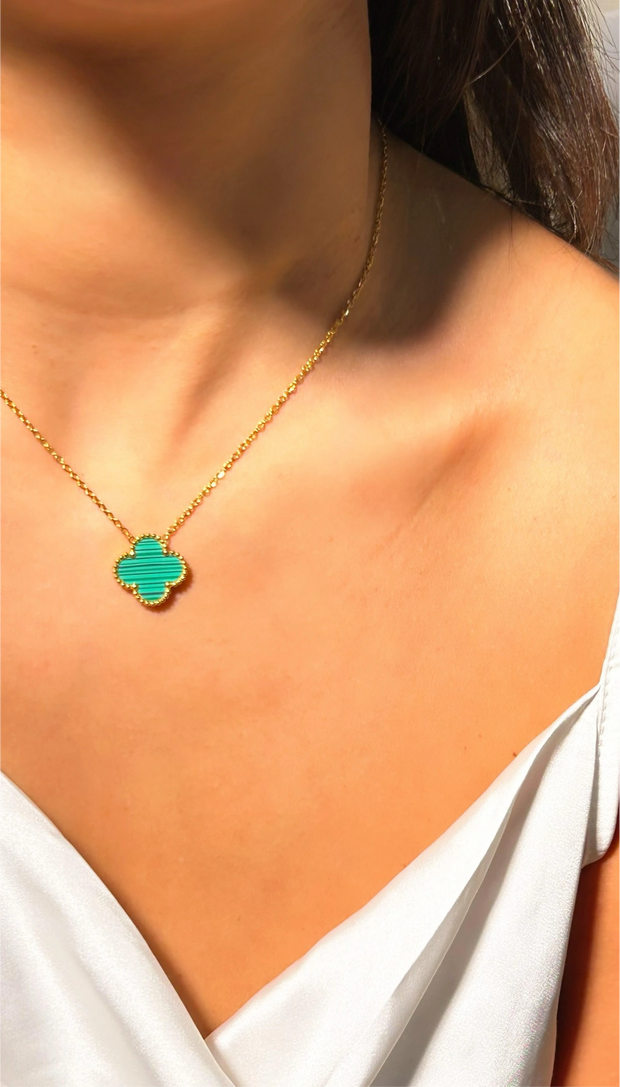 Stylish Clover Leaf Pendant Necklace Stainless Steel 18k Gold Plated