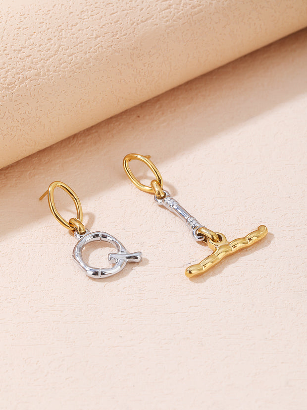 Sphere&Style Town Tone Initial Letters Earrings T-Q