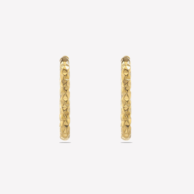 Pretty Golden Textured Rectangular Hoops