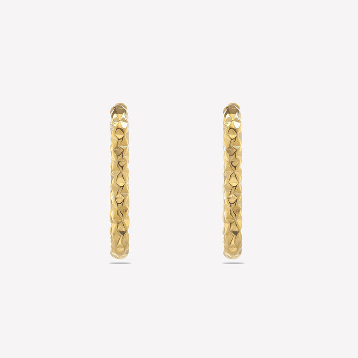Pretty Golden Textured Rectangular Hoops