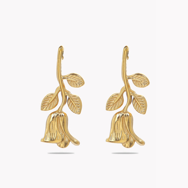 Sphere&Style Vintage Textured Drop Rose Earrings