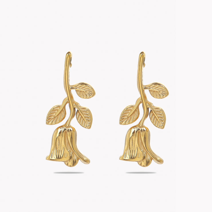 Sphere&Style Vintage Textured Drop Rose Earrings