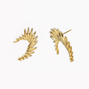 Sphere&Style Golden Feather Studs Earrings