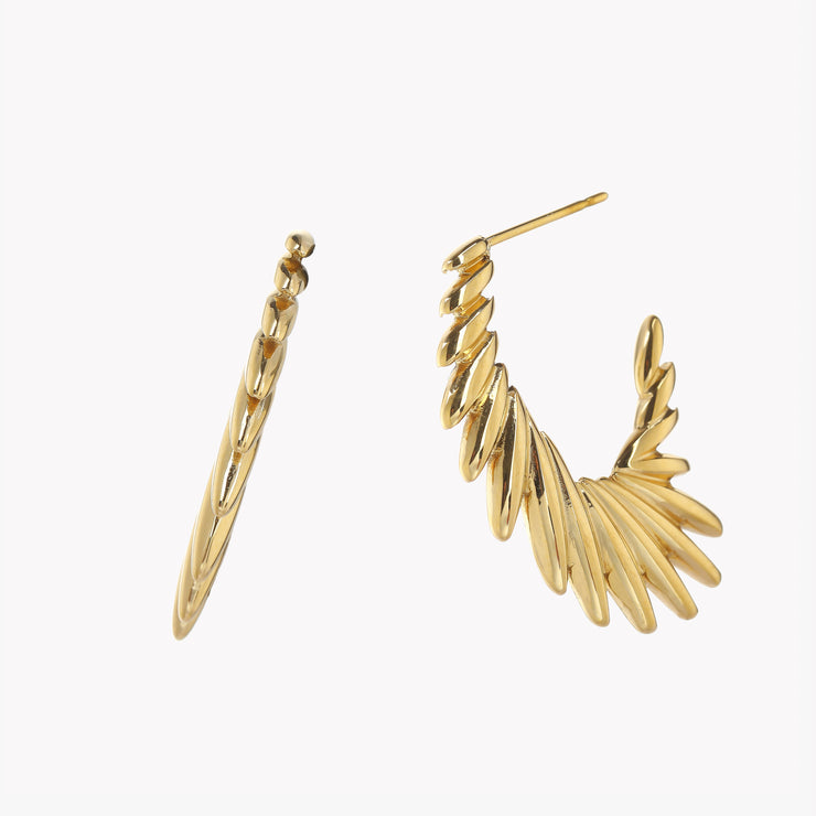 Sphere&Style Golden Feather Hoops Earrings