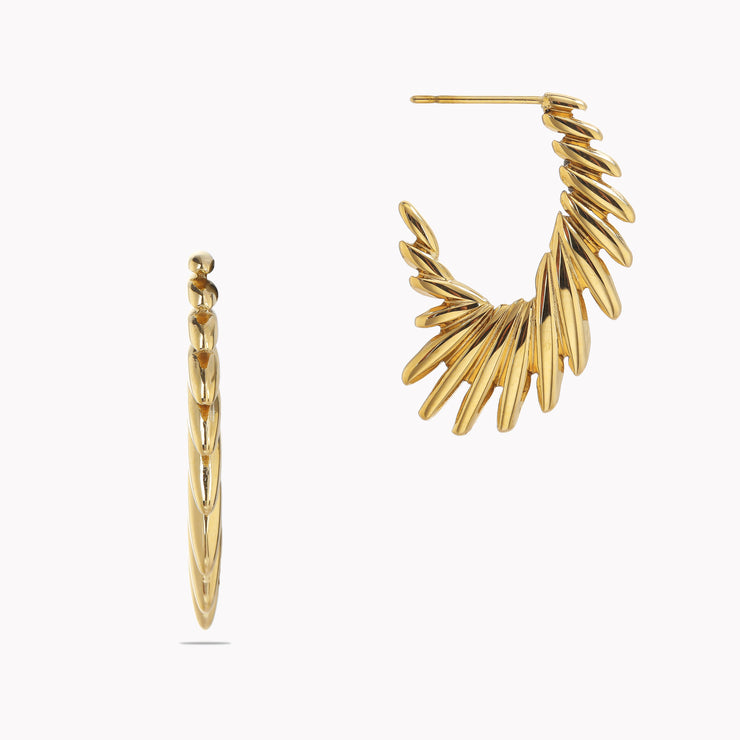Sphere&Style Golden Feather Hoops Earrings