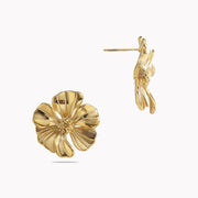 Sphere&Style Golden Textured Floral Studs Earrings
