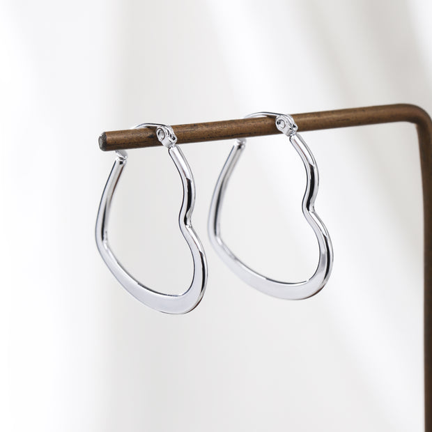 Sphere&Style Golden and Silver Flat Heart Hoops Earrings