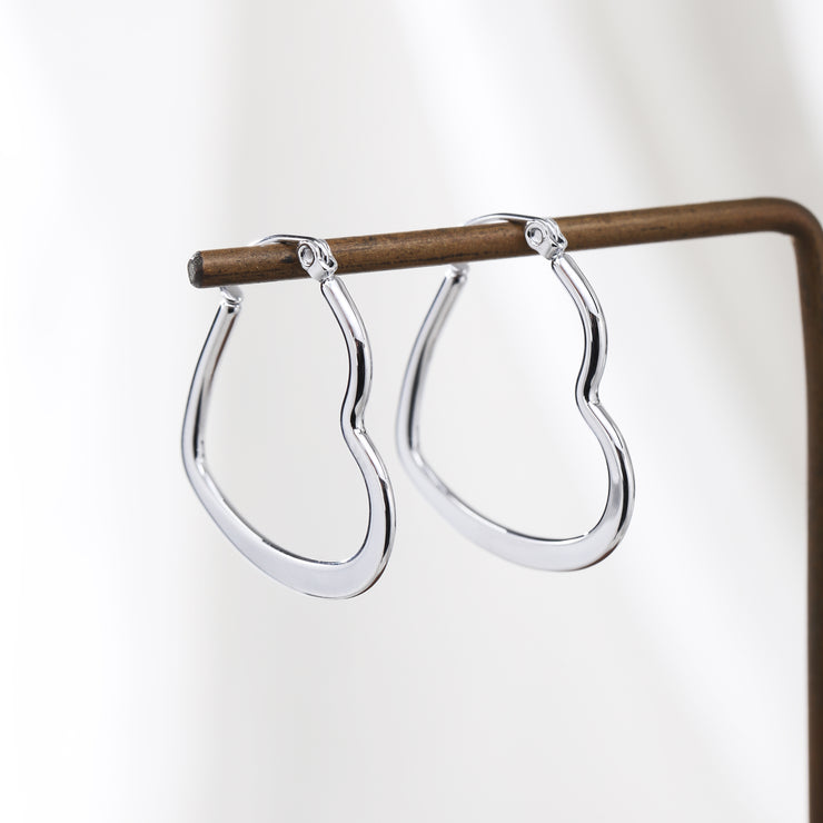 Sphere&Style Golden and Silver Flat Heart Hoops Earrings
