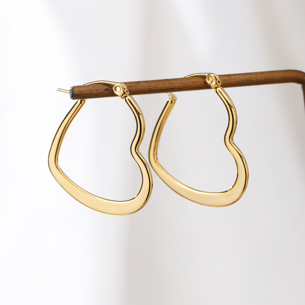 Sphere&Style Golden and Silver Flat Heart Hoops Earrings