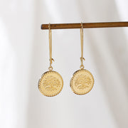 Sphere&Style Engraved Tree Of life Drop Earrings