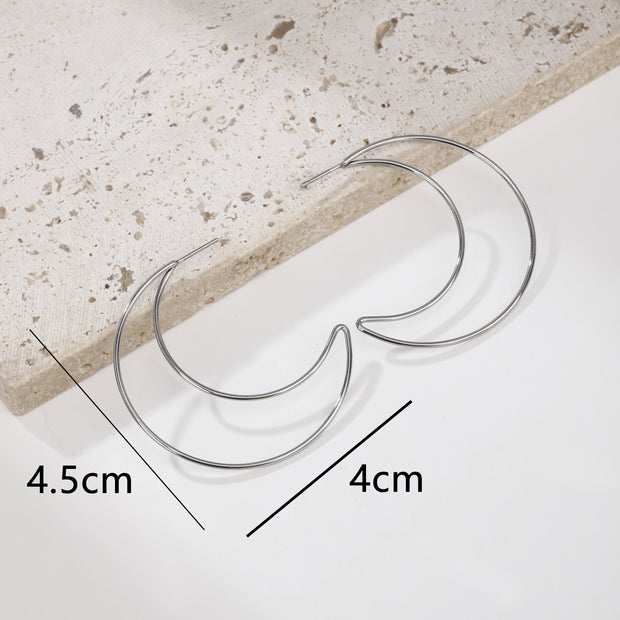 Sphere&Style Silver Open Moon Hoops Earrings
