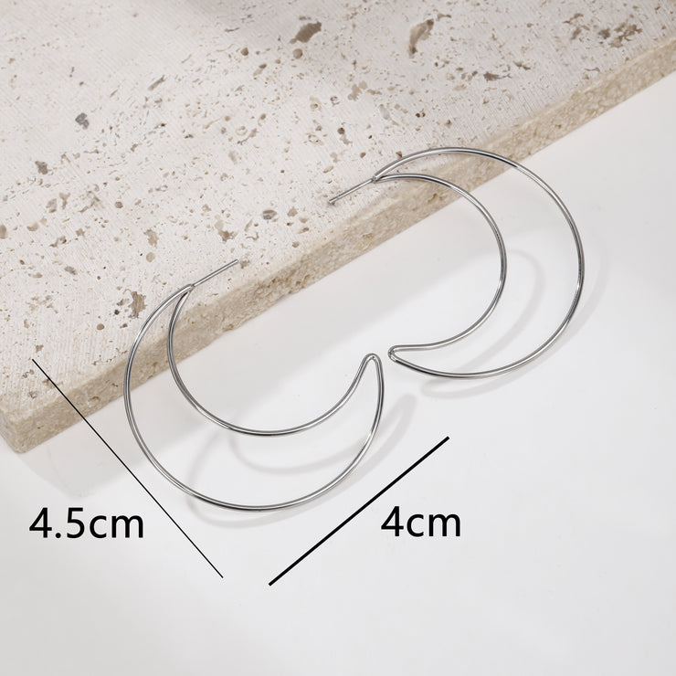 Sphere&Style Silver Open Moon Hoops Earrings