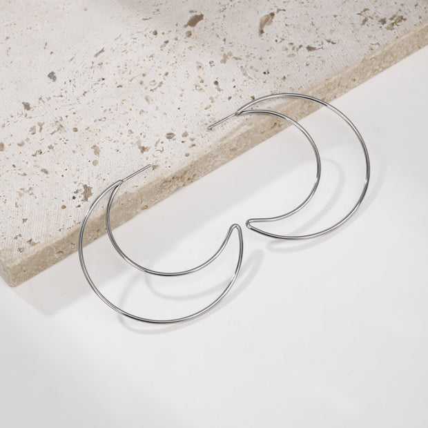Sphere&Style Silver Open Moon Hoops Earrings