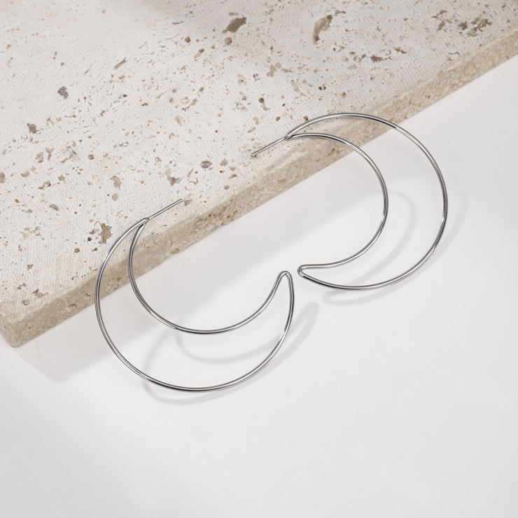 Sphere&Style Silver Open Moon Hoops Earrings