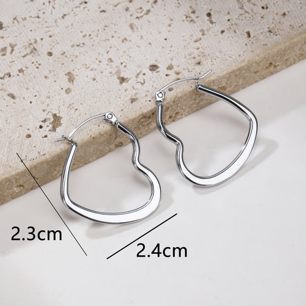 Sphere&Style Golden and Silver Flat Heart Hoops Earrings