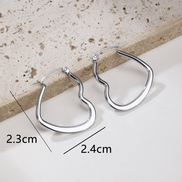 Sphere&Style Golden and Silver Flat Heart Hoops Earrings