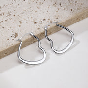 Sphere&Style Golden and Silver Flat Heart Hoops Earrings