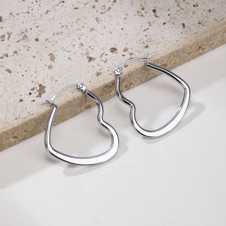 Sphere&Style Golden and Silver Flat Heart Hoops Earrings
