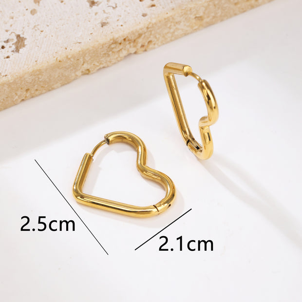Sphere&Style Golden Heart's Shape Hoops Earrings