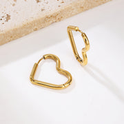 Sphere&Style Golden Heart's Shape Hoops Earrings