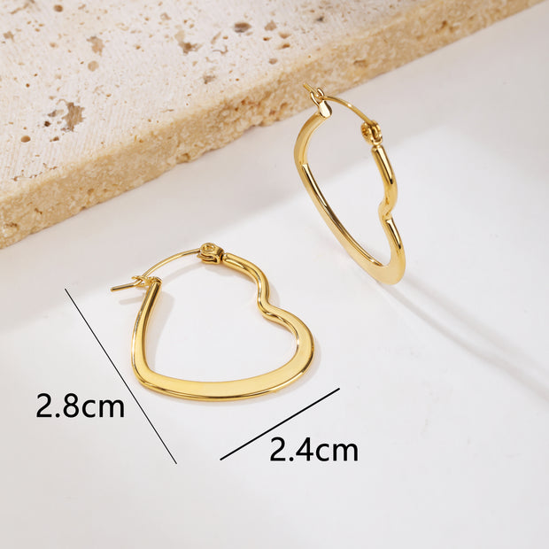 Sphere&Style Golden and Silver Flat Heart Hoops Earrings