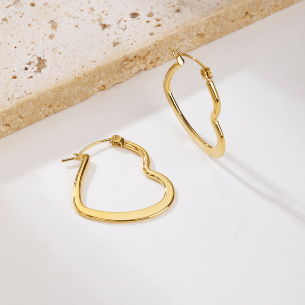Sphere&Style Golden and Silver Flat Heart Hoops Earrings