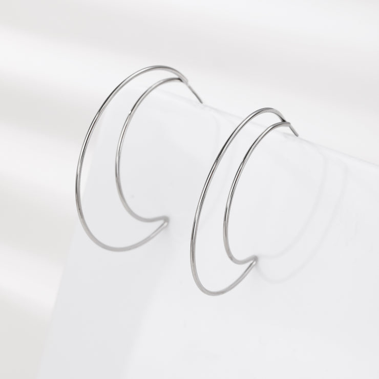 Sphere&Style Silver Open Moon Hoops Earrings