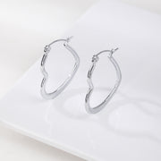 Sphere&Style Golden and Silver Flat Heart Hoops Earrings