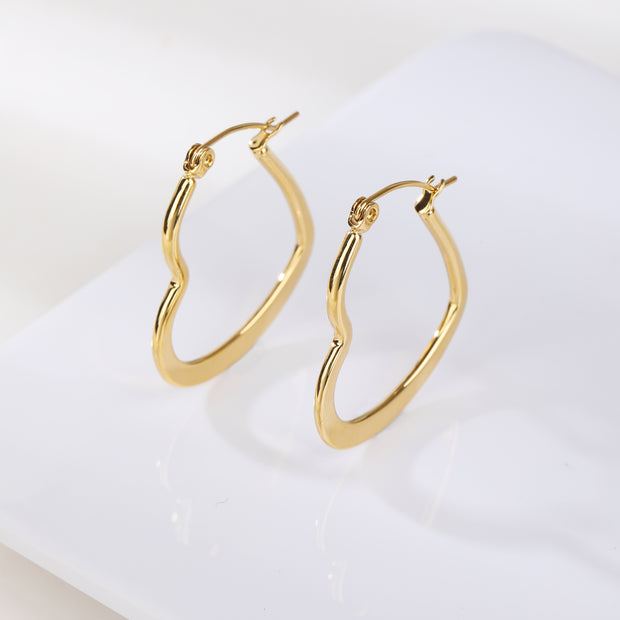 Sphere&Style Golden and Silver Flat Heart Hoops Earrings